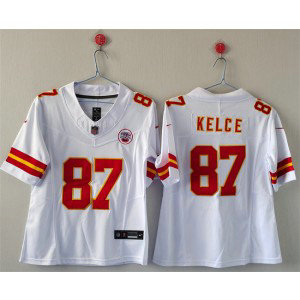 Nike Chiefs 87 Travis Kelce White F.U.S.E. Vapor Limited Women Jersey(Run Small)