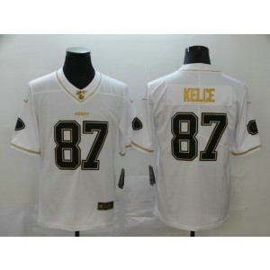Nike Chiefs 87 Travis Kelce White Gold Limited Men Jersey
