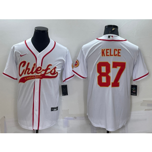 Nike Chiefs 87 Travis Kelce White Vapor Baseball Limited Men Jersey