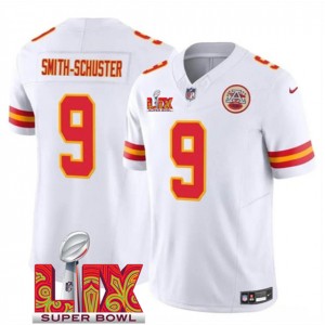 Nike Chiefs 9 JuJu Smith-Schuster White 2025 Super Bowl LIX F.U.S.E. Vapor Limited Men Jersey
