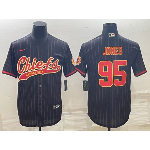 Nike Chiefs 95 Chris Jones Black Stripe Vapor Baseball Limited Men Jersey
