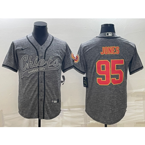Nike Chiefs 95 Chris Jones Grey Vapor Baseball Limited Men Jersey