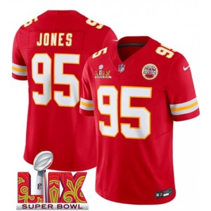 Nike Chiefs 95 Chris Jones Red 2025 Super Bowl LIX F.U.S.E. Vapor Limited Men Jersey