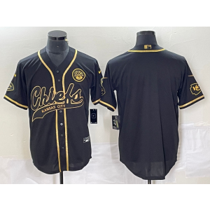 Nike Chiefs Blank Black Gold Baseball Vapor Limited Men Jersey