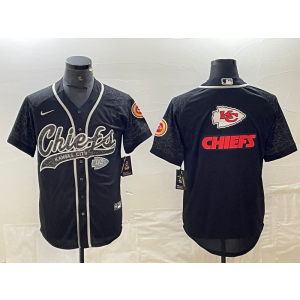 Nike Chiefs Blank Black Reflective Vapor Baseball Logo Limited Men Jersey