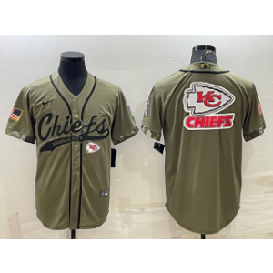 Nike Chiefs Blank Olive Blank 2022 Salute To Service Baseball Logo Limited Men Jersey