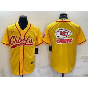 Nike Chiefs Blank Yellow Vapor Baseball Logo Limited Men Jersey