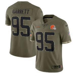 Nike Cleveland Browns 95 Myles Garrett Olive 2022 Salute To Service Limited Men Jersey