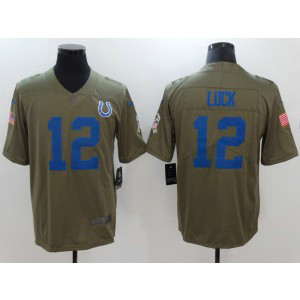 Nike Colts 12 Andrew Luck Olive 2017 Salute To Service Limited Men Jersey