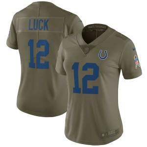Nike Colts 12 Andrew Luck Olive 2017 Salute To Service Limited Women Jersey