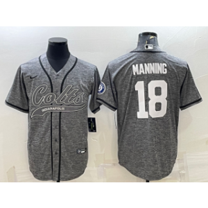 Nike Colts 18 Peyton Manning Grey With Patch Vapor Baseball Limited Men Jersey