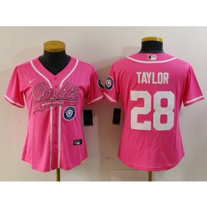 Nike Colts 28 Jonathan Taylor Pink Vapor Baseball Limited Women Jersey