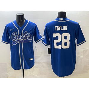 Nike Colts 28 Taylor Blue Baseball Vapor Limited Men Jersey