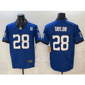 Nike Colts 28 Taylor Blue F.U.S.E. Vapor Limited Men Jersey with C Patch