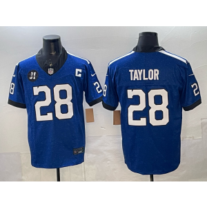 Nike Colts 28 Taylor Blue F.U.S.E. Vapor Limited Men Jersey with Patch