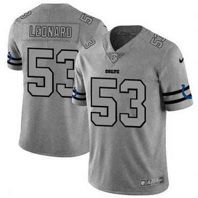 Nike Colts 53 Darius Leonard 2019 Gray Gridiron Gray Vapor Untouchable Limited Jersey