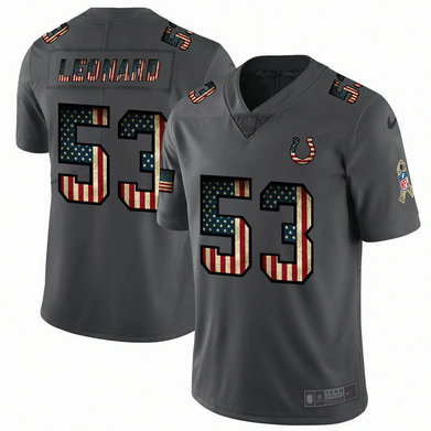 Nike Colts 53 Darius Leonard 2019 Salute To Service USA Flag Fashion Limited Jersey