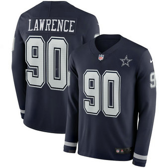 Nike Cowboys #90 Demarcus Lawrence Navy Long Sleeve Limited Jersey