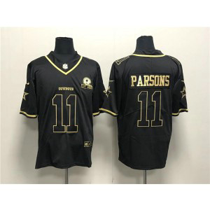 Nike Cowboys 11 Micah Parsons Black Gold With 1960 PatchAnd 4-Star C Patch Vapor Limited Men Jersey