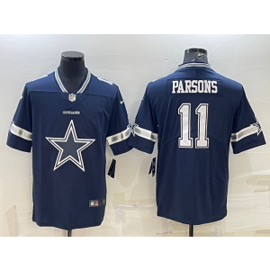 Nike Cowboys 11 Micah Parsons Blue Big Logo Vapor Limited Men Jersey