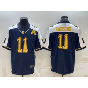 Nike Cowboys 11 Micah Parsons Blue Gold Thanksgiving Limited Men Jersey