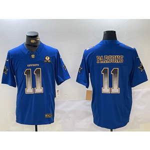 Nike Cowboys 11 Micah Parsons Blue Smoke F.U.S.E. Vapor Limited Men Jersey