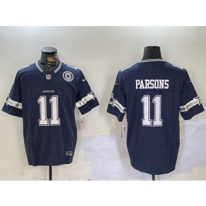Nike Cowboys 11 Micah Parsons Blue Team Logo F.U.S.E. Vapor Limited Men Jersey