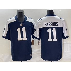 Nike Cowboys 11 Micah Parsons Blue Thanksgiving 2023 F.U.S.E Vapor Limited Men Jersey