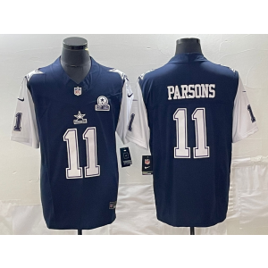 Nike Cowboys 11 Micah Parsons Blue Thanksgiving 2023 F.U.S.E Vapor Limited Men Jersey