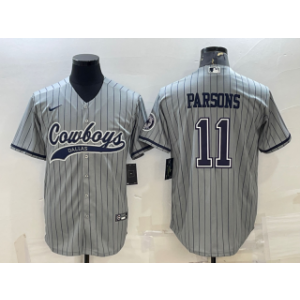 Nike Cowboys 11 Micah Parsons Grey With Patch Vapor Baseball Limited Men Jersey