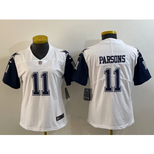 Nike Cowboys 11 Micah Parsons White Color Rush Limited Women Jersey