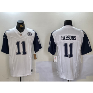 Nike Cowboys 11 Micah Parsons White Color Rush Team Logo F.U.S.E. Limited Men Jersey