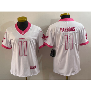 Nike Cowboys 11 Micah Parsons White Pink Vapor Limited Women Jersey