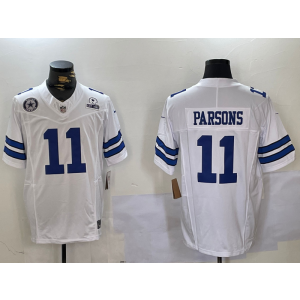 Nike Cowboys 11 Micah Parsons White Team Logo F.U.S.E. Vapor Limited Men Jersey