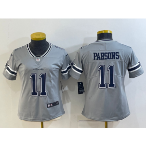 Nike Cowboys 11 PARSONS Grey Gray Gridiron Limited Women Jersey