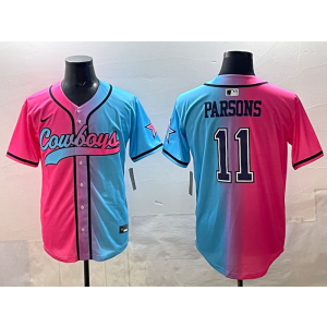 Nike Cowboys 11 Parsons Blue Pink Baseball Vapor Limited Men Jersey