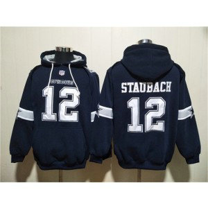 Nike Cowboys 12 Roger Staubach Navy Ageless Must-Have Lace-Up Pullover Hoodie