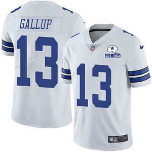 Nike Cowboys 13 Michael Gallup White With Est 1960 Patch Limited Men Jersey