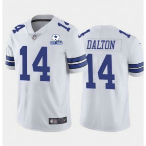 Nike Cowboys 14 Andy Dalton White With Est 1960 Patch Limited Men Jersey