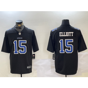 Nike Cowboys 15 Ezekiel Elliott Black Blue Vapor Limited Men Jersey