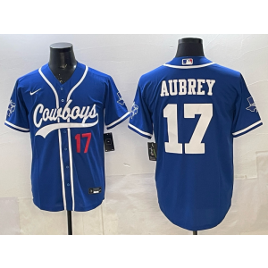 Nike Cowboys 17 Aubrey Blue Baseball Vapor Limited Men Jersey