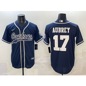 Nike Cowboys 17 Aubrey Navy Baseball Vapor Limited Men Jersey