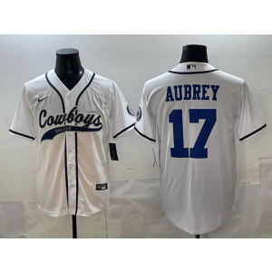Nike Cowboys 17 Aubrey White Baseball Vapor Limited Men Jersey