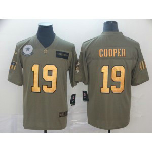 Nike Cowboys 19 Amari Cooper 2019 Olive Gold Salute To Service Limited Men Jersey