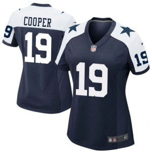 Nike Cowboys 19 Amari Cooper Navy Throwback Women Jersey