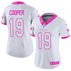 Nike Cowboys 19 Amari Cooper White Pink Color Rush Limited Women Jersey