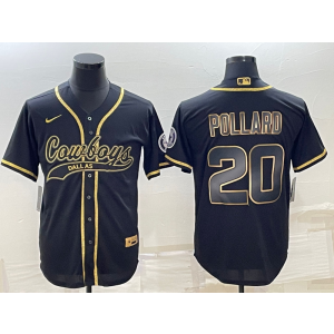Nike Cowboys 20 Tony Pollard Black Gold Vapor Baseball Limited Men Jersey