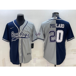 Nike Cowboys 20 Tony Pollard Grey Navy Split Vapor Baseball Limited Men Jersey