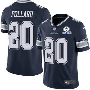 Nike Cowboys 20 Tony Pollard Navy With Est 1960 Patch Limited Men Jersey