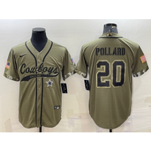 Nike Cowboys 20 Tony Pollard Olive 2022 Salute To Service Baseball Logo Limited Men Jersey